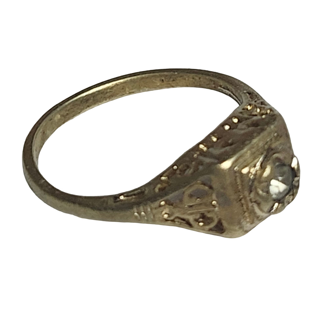 ​Antique 1930s Art Deco Depression Era Filigree Gold Filled Ring Size 9 - Picture 3 of 6